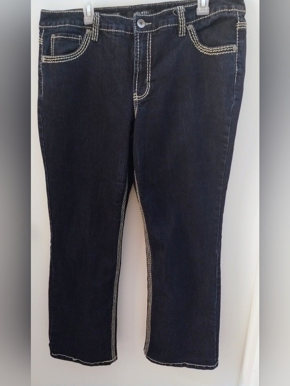 Nine West Black Straight-Leg Jeans with Contrast Stitching